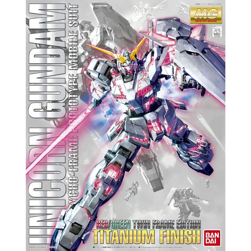 MG 1/100 Unicorn Gundam Red, Green Psychic Frame Metal Coated Version