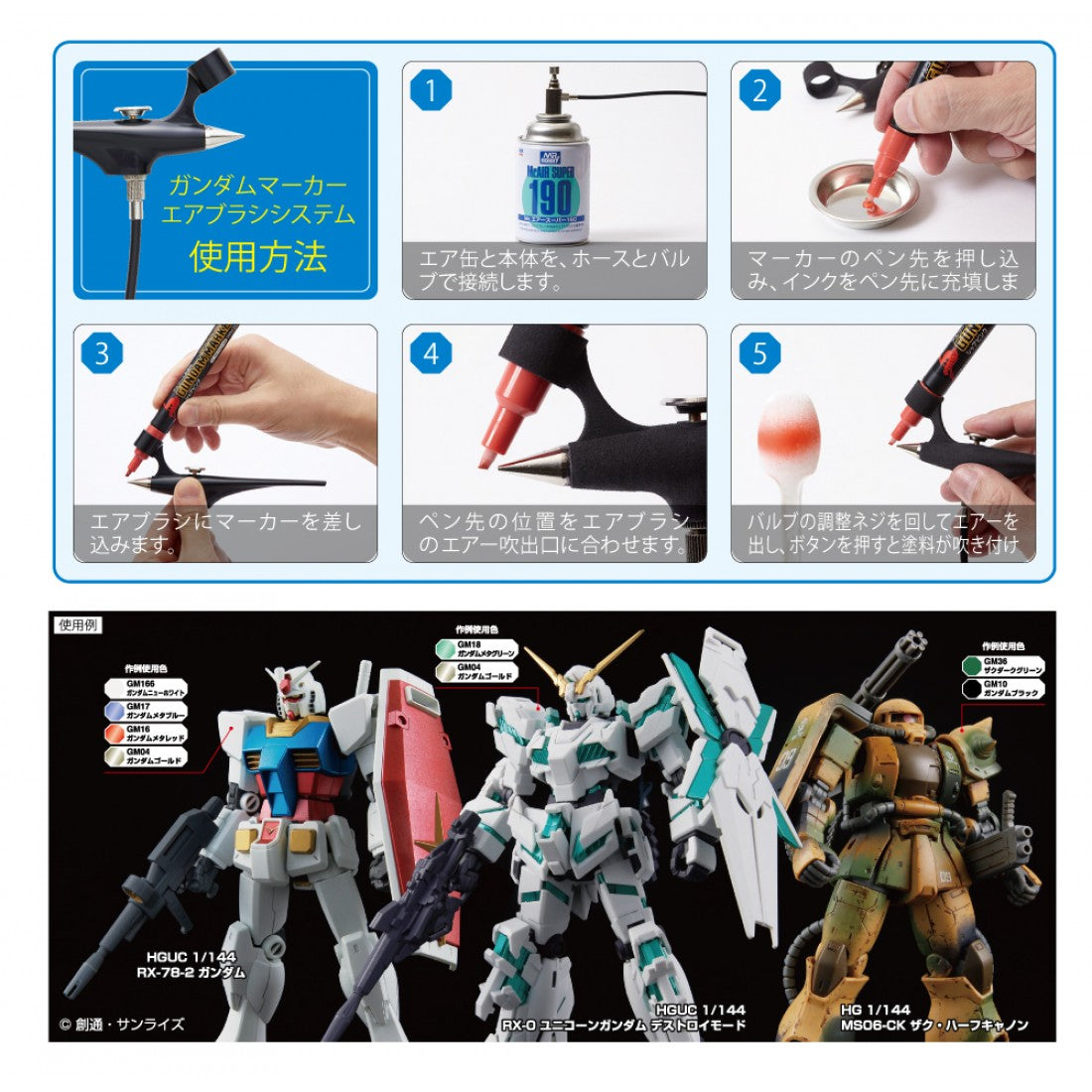 GSI Mr.Hobby GMA01 Gundam Marker 專用噴筆套裝(氣體)