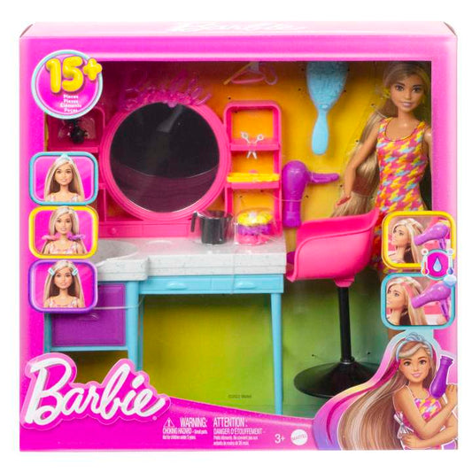 HKV00 Barbie Doll And Hair Salon Playset