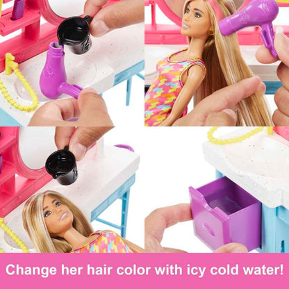 HKV00 Barbie Doll And Hair Salon Playset