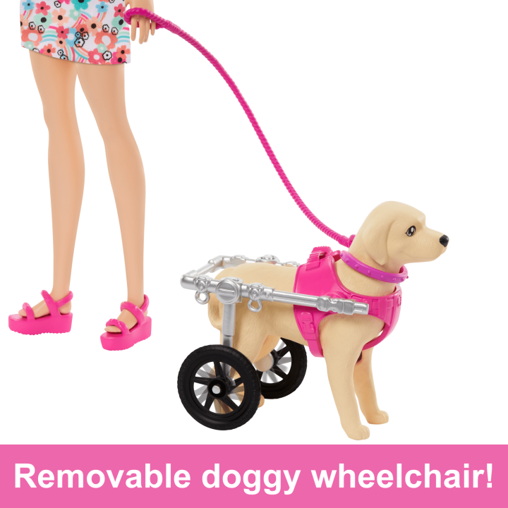 HTK37 Barbie Doll With A Toy Pup And Dog in A Wheelchair