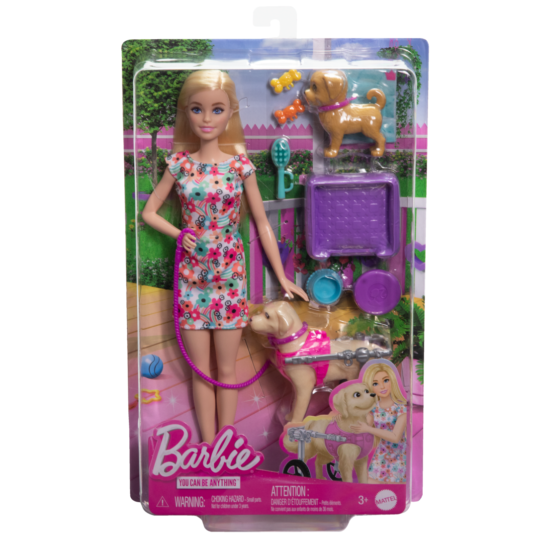 HTK37 Barbie Doll With A Toy Pup And Dog in A Wheelchair