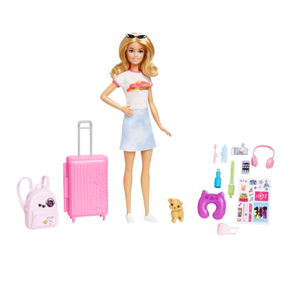 HJY18 Barbie Doll And Accessories, Travel Set With Puppy