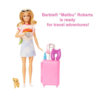 HJY18 Barbie Doll And Accessories, Travel Set With Puppy