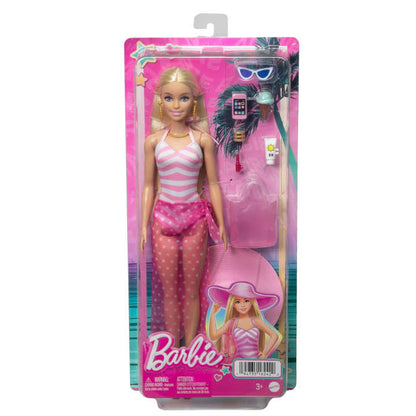 HPL73 Blonde Barbie Doll With Swimsuit And Beach-Themed Accessories